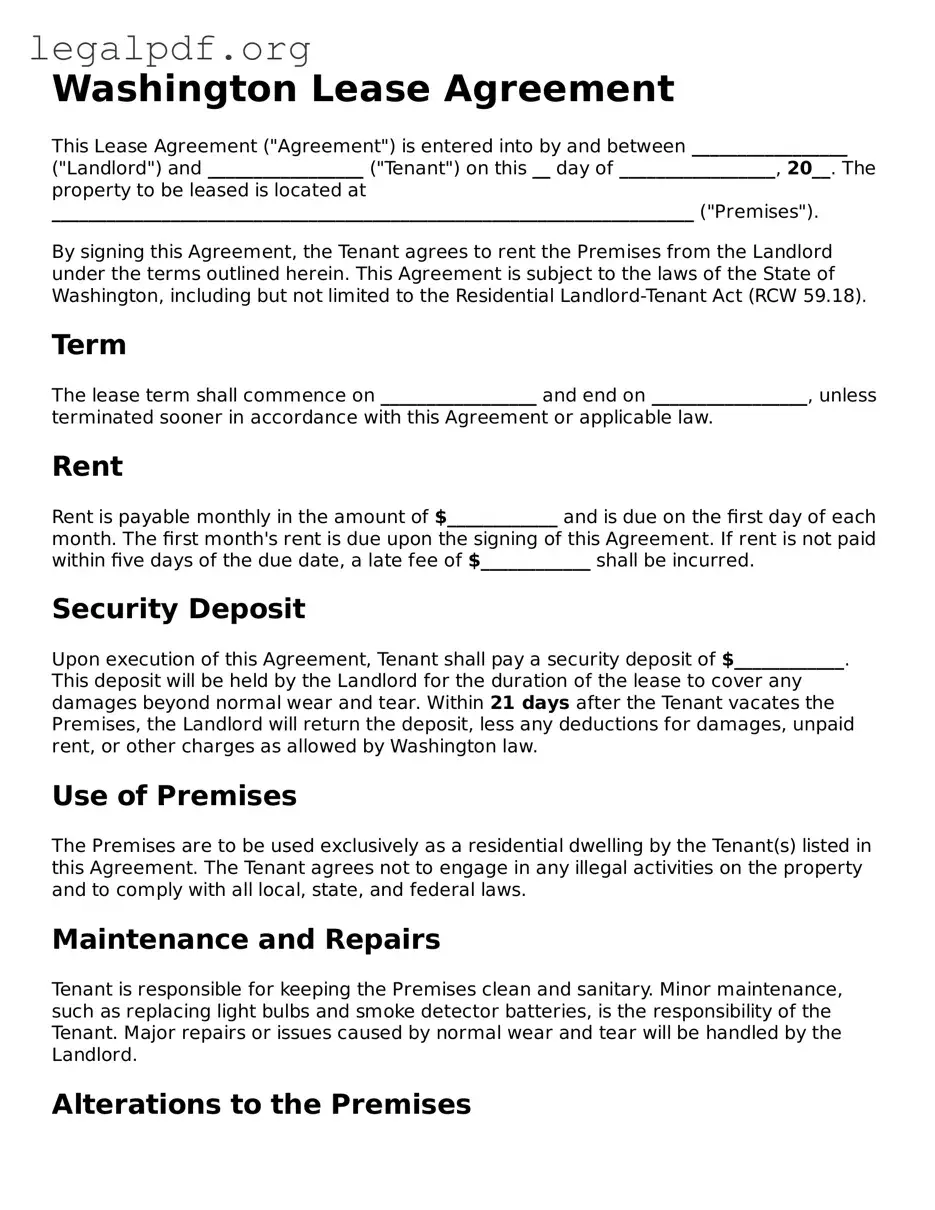 Valid  Lease Agreement Template for Washington