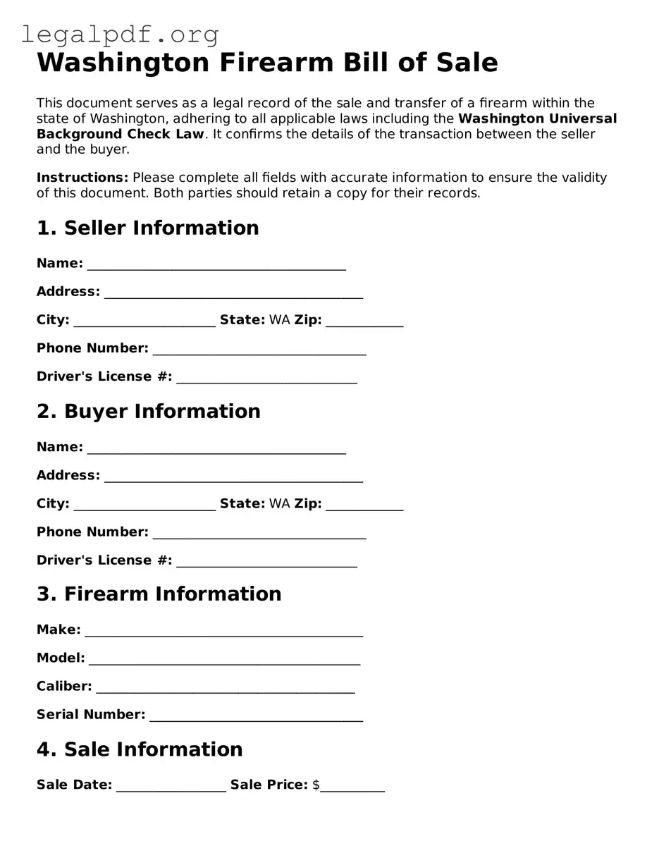 Valid  Firearm Bill of Sale Template for Washington