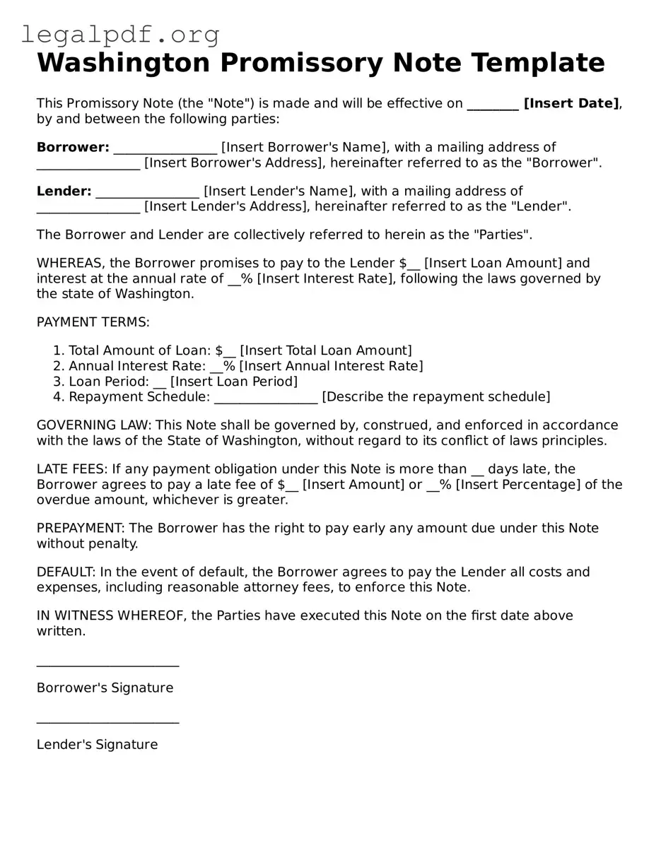 Valid  Promissory Note Template for Washington